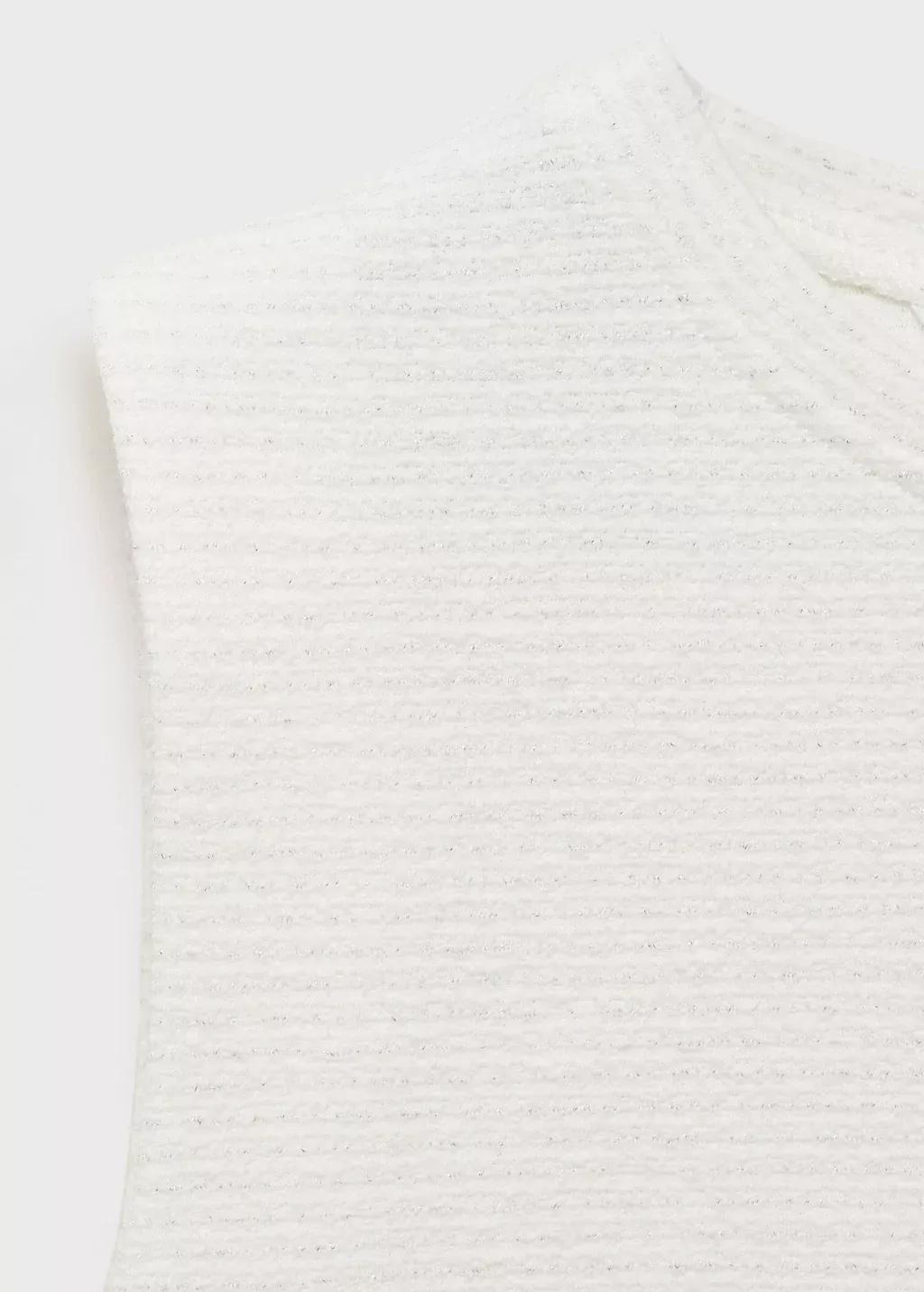 White Textured Cotton Crop Top, Kids Girls, , large image number 3