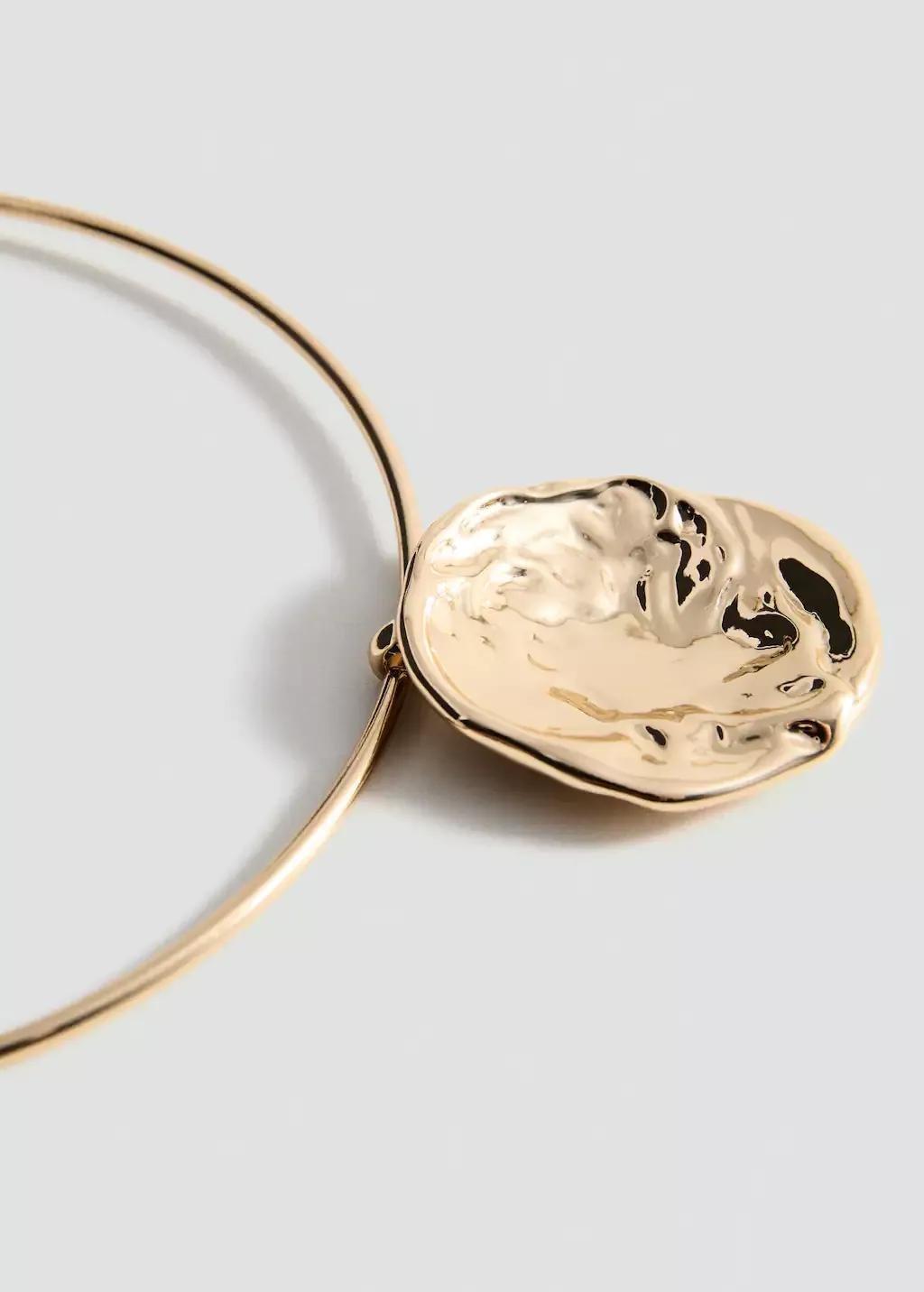 Gold Rigid Circular-Design Necklace, 0201_OR, large image number 1