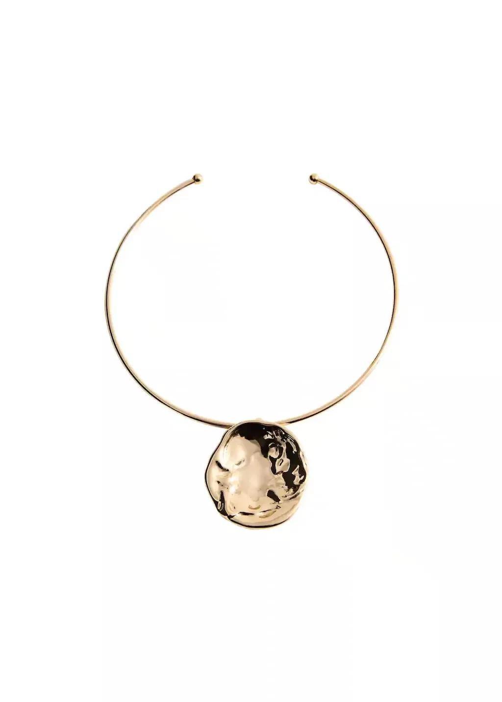 Gold Rigid Circular-Design Necklace, 0201_OR, large image number 2