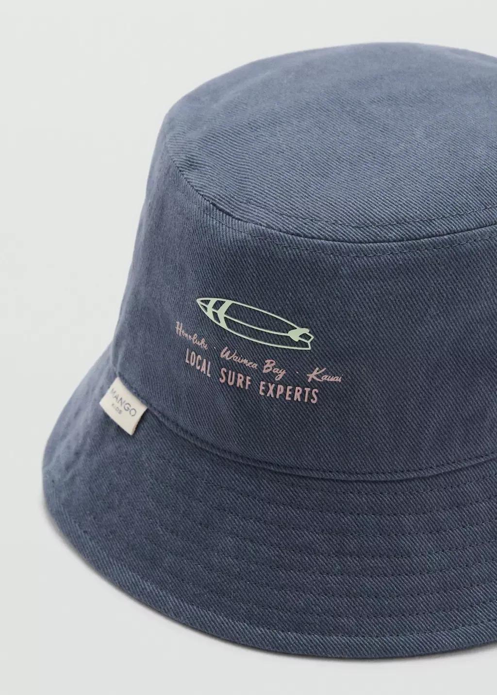 Navy Bucket Print Hat Swimwear, Kids Boys, , medium