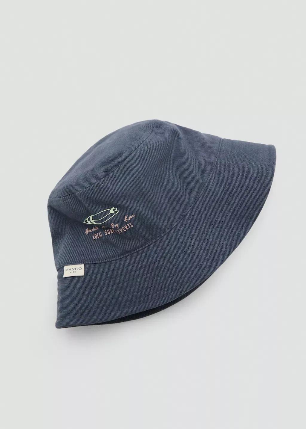 Navy Bucket Print Hat Swimwear, Kids Boys, , large image number 1