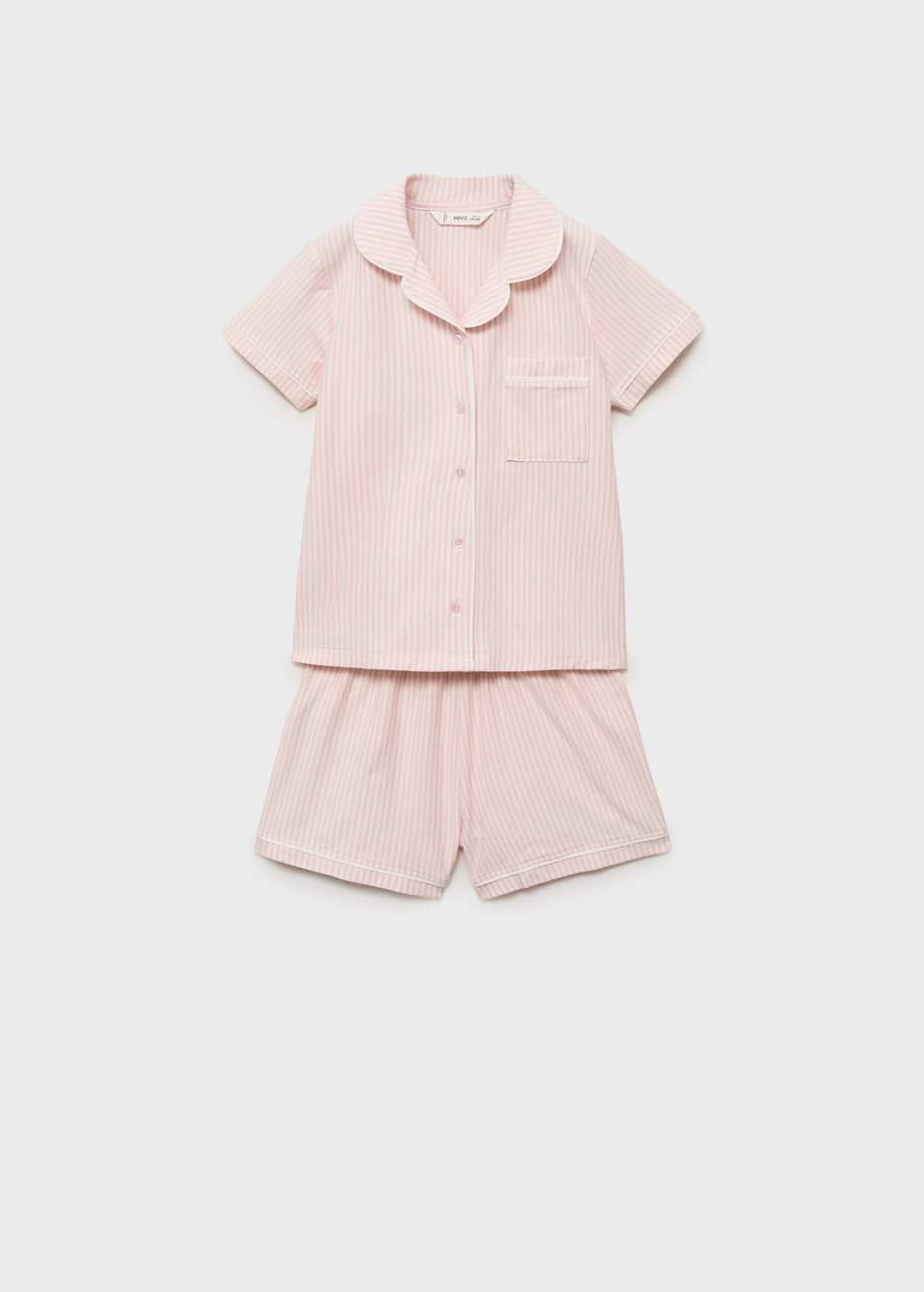 Pink Striped Short Pyjamas, Kids Girl, , large image number 0