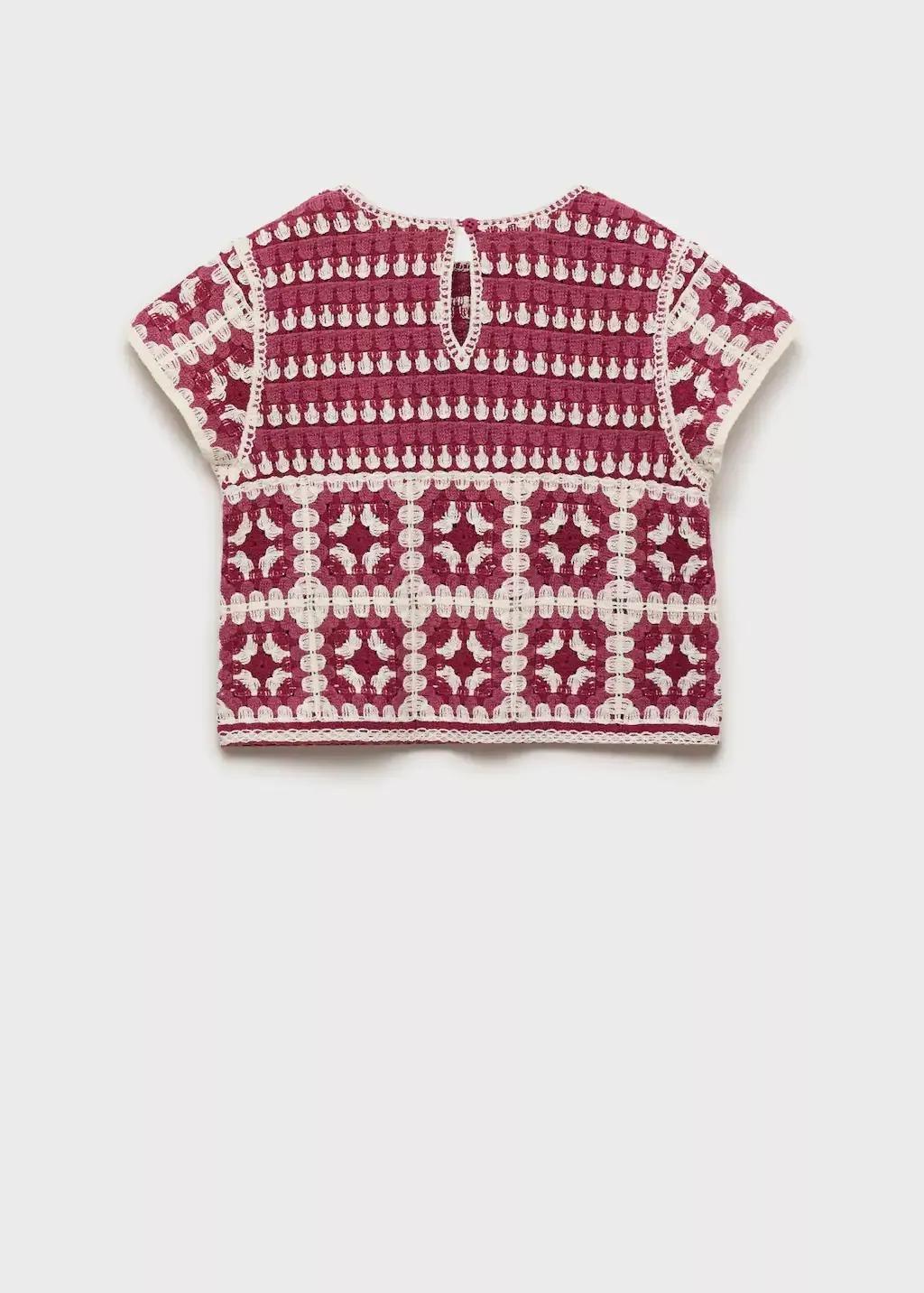 Red Cotton Crochet Top, Kids Girl, , large image number 2