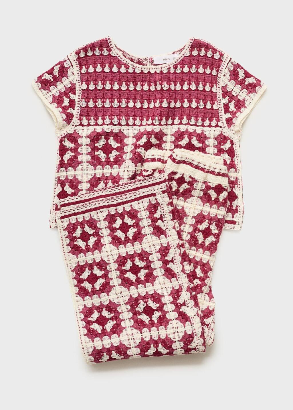 Red Cotton Crochet Top, Kids Girl, , large image number 5