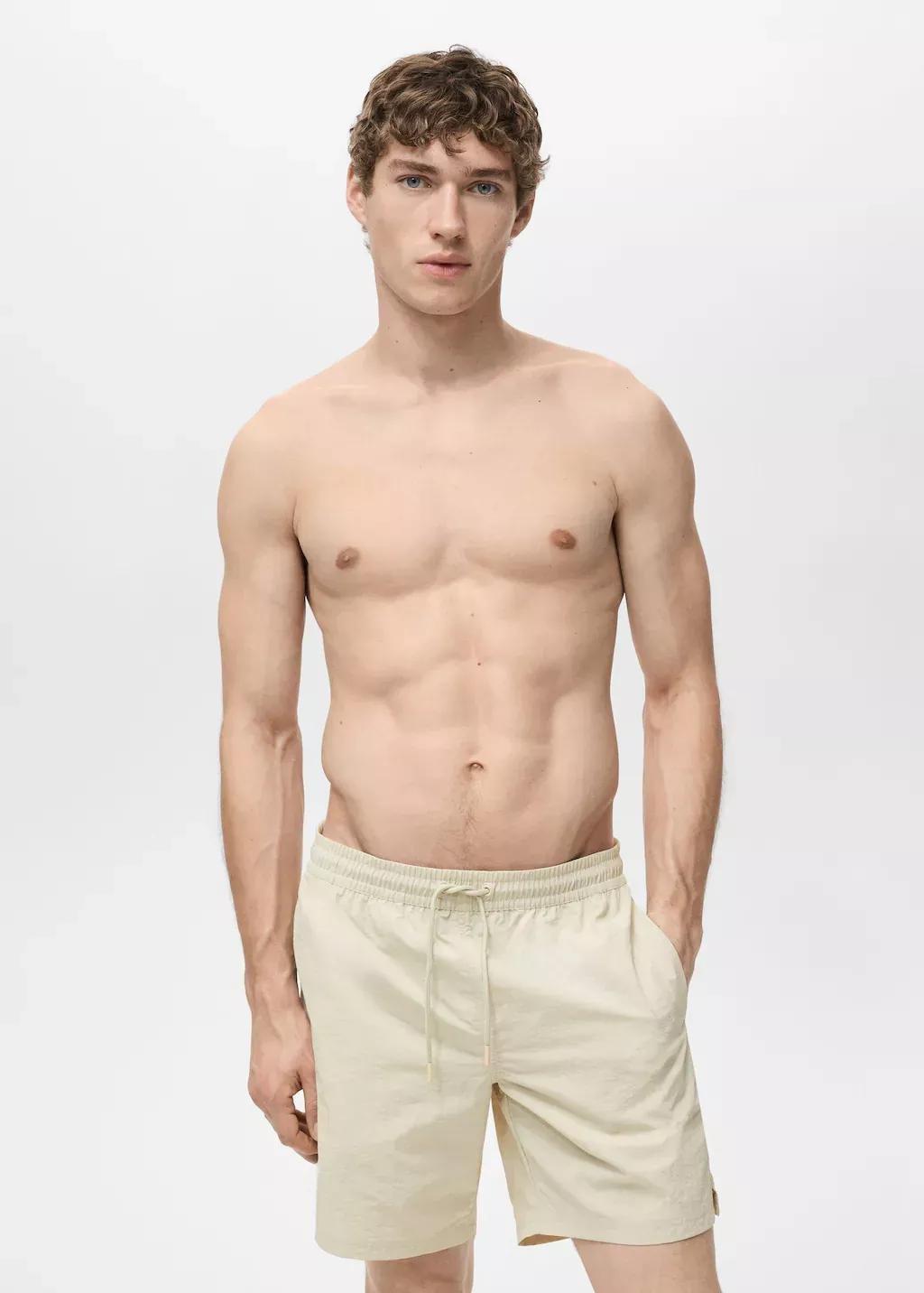 Brown Lt Pastel Basic Drawstring Swimsuit, , large image number 0