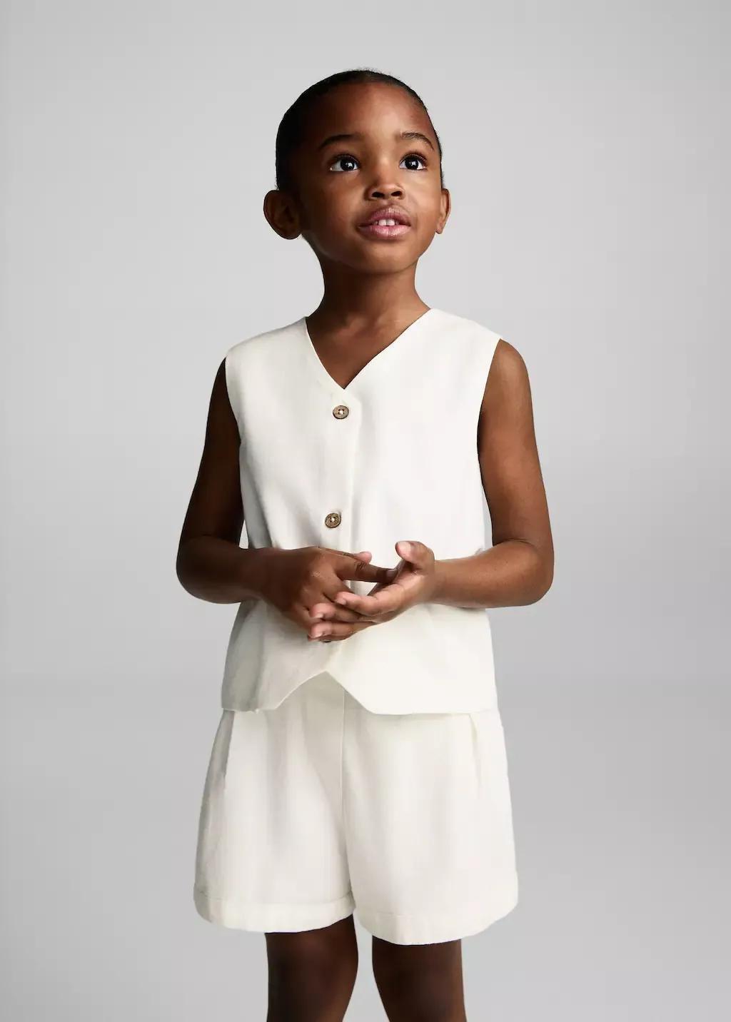 WHITE Linen shorts, Baby Girl, , large image number 0