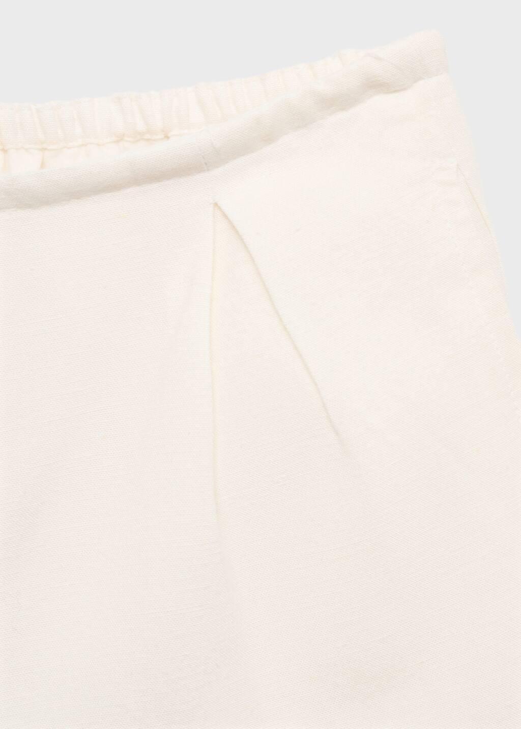 WHITE Linen shorts, Baby Girl, , large image number 1