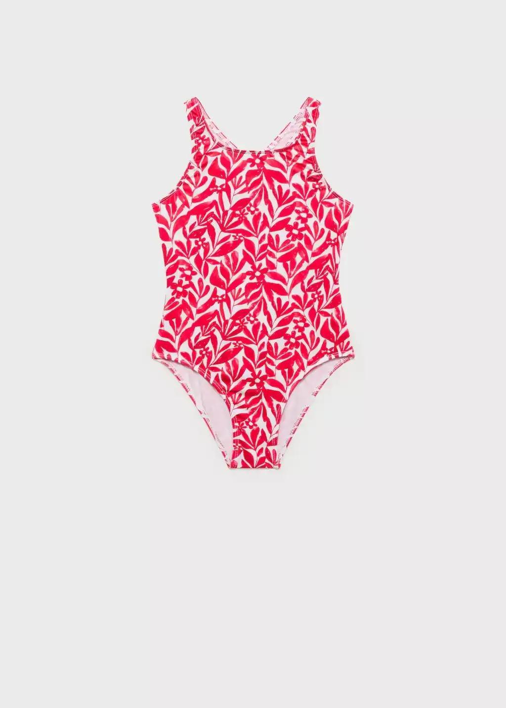 Red Cross-Back Printed Swimsuit, Kids Girl, , medium