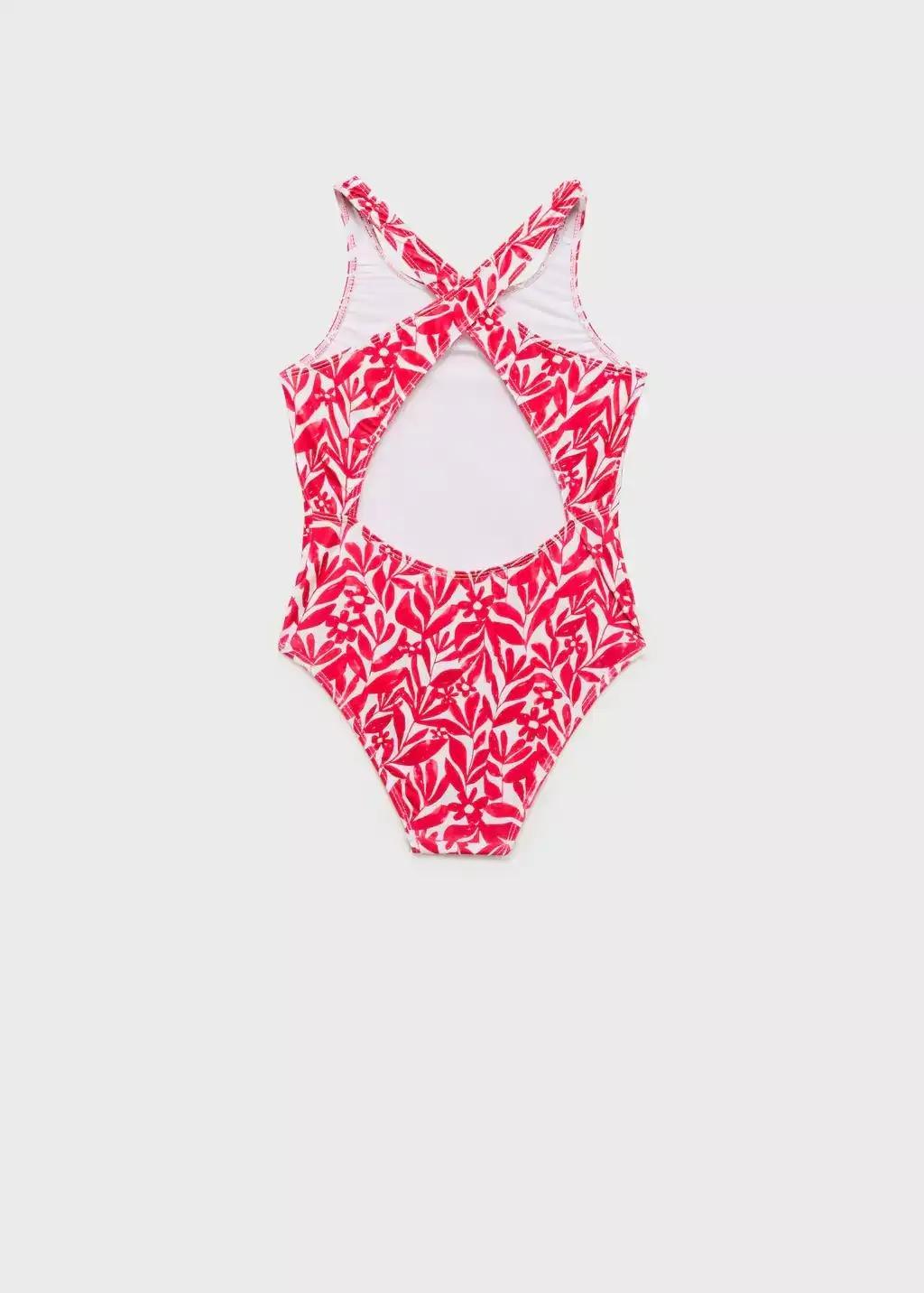 Red Cross-Back Printed Swimsuit, Kids Girl, , large image number 1