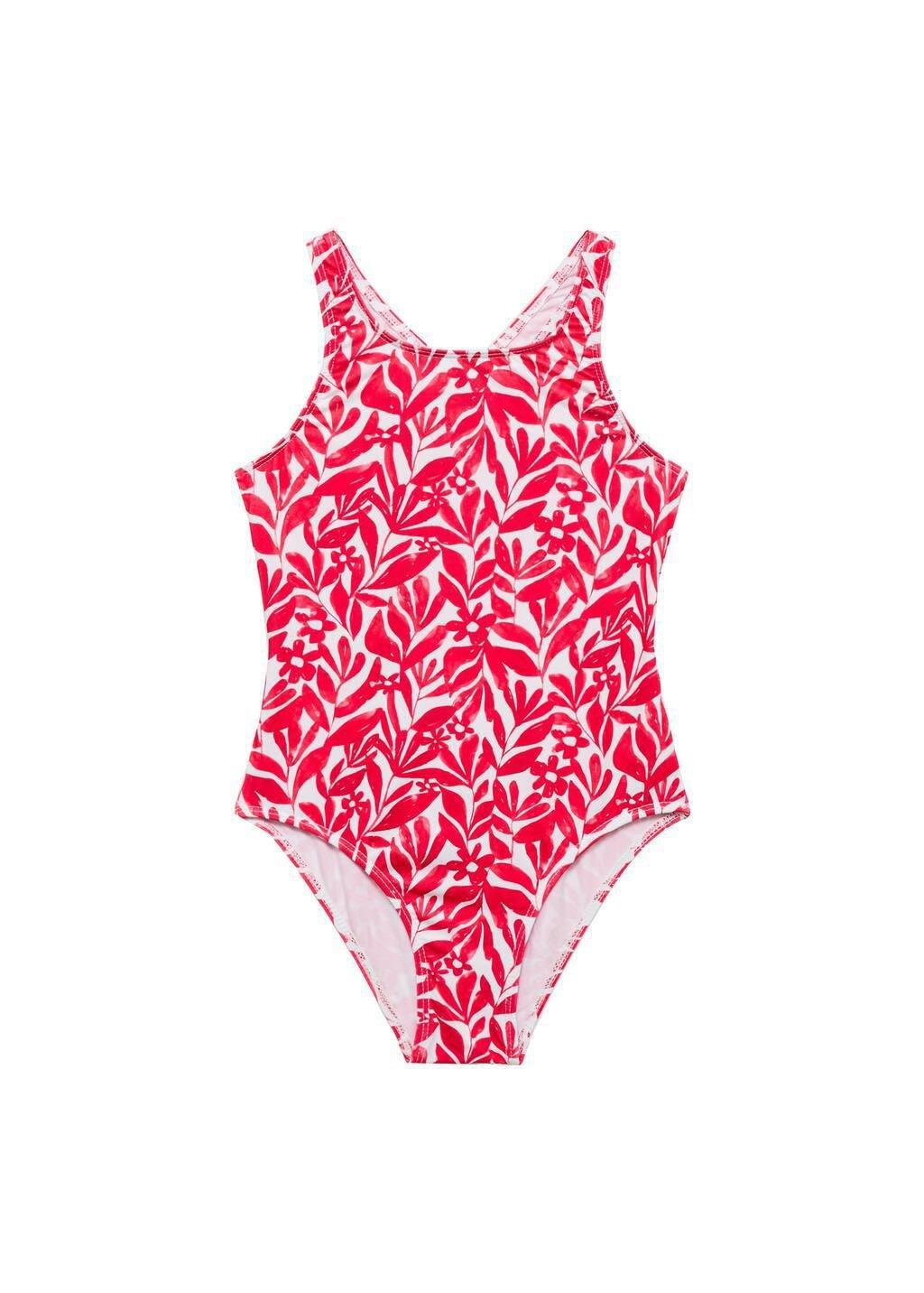 Red Cross-Back Printed Swimsuit, Kids Girl, , large image number 3
