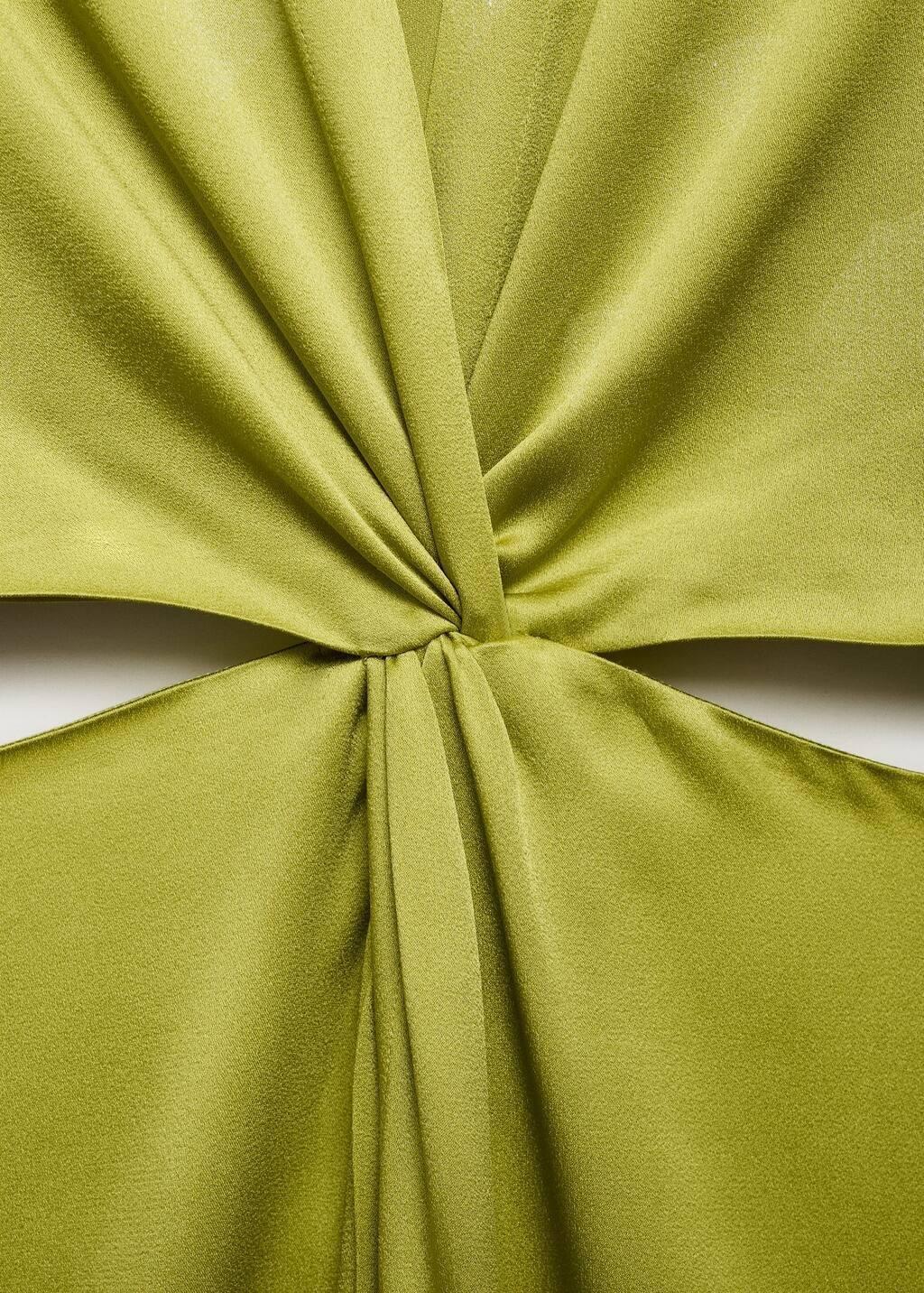 Yellow Draped Shirt Dress With Side Openings, , large image number 2