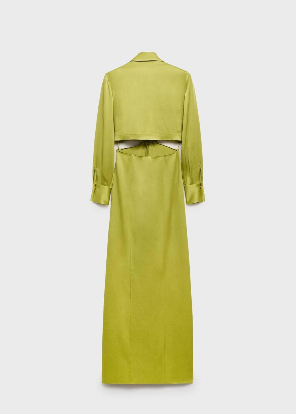 Yellow Draped Shirt Dress With Side Openings, , large image number 5