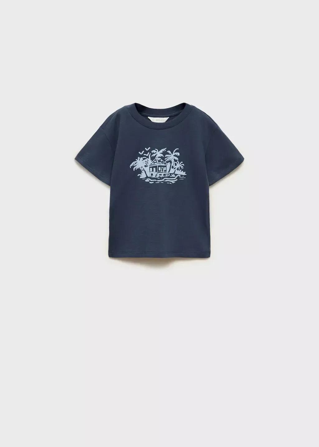 Navy Embossed Cotton T-Shirt, Baby Boy, , large image number 0
