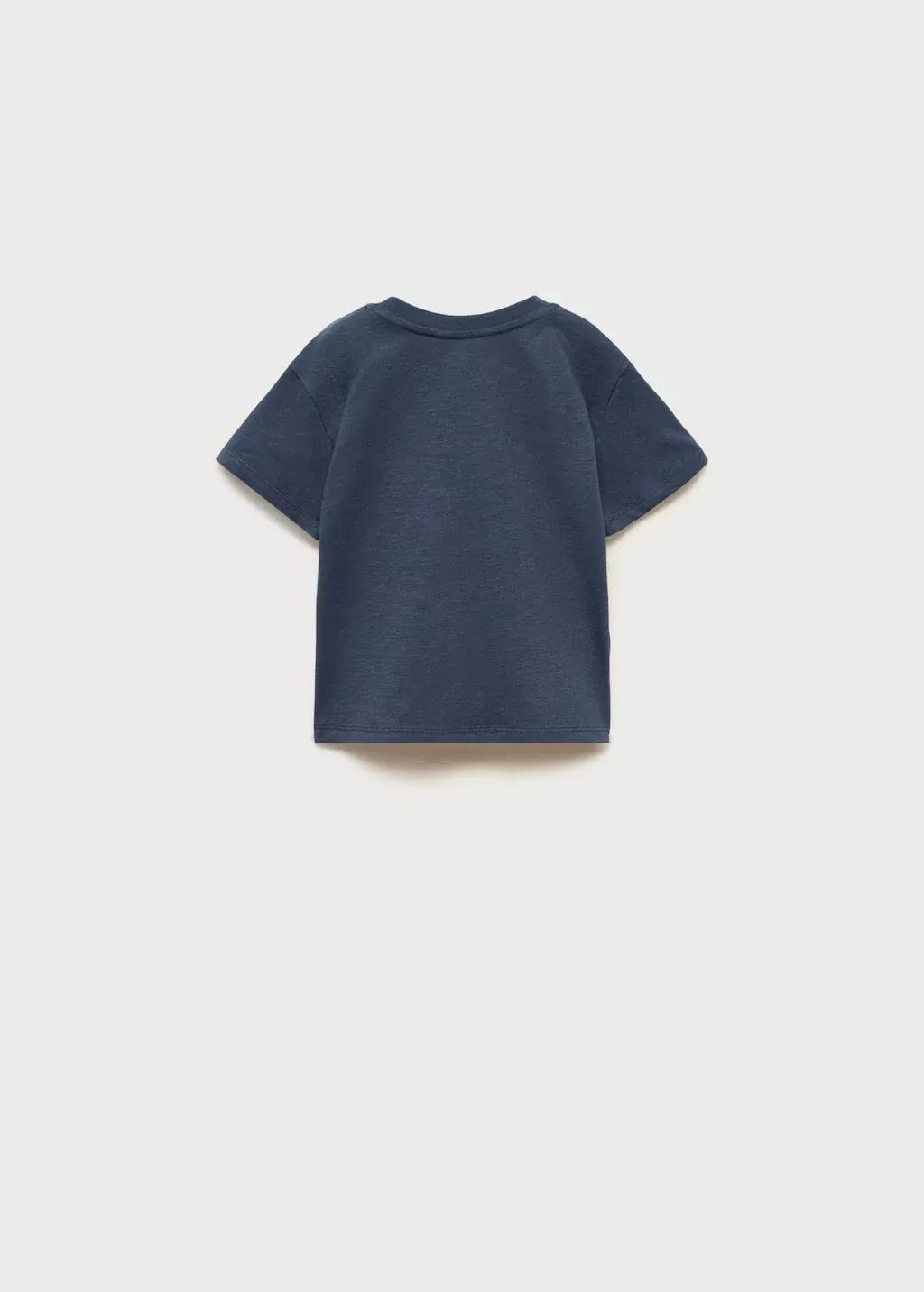 Navy Embossed Cotton T-Shirt, Baby Boy, , large image number 2