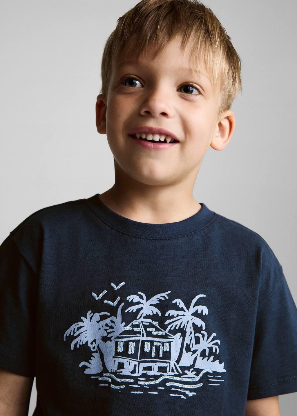 Navy Embossed Cotton T-Shirt, Baby Boy, , large image number 3