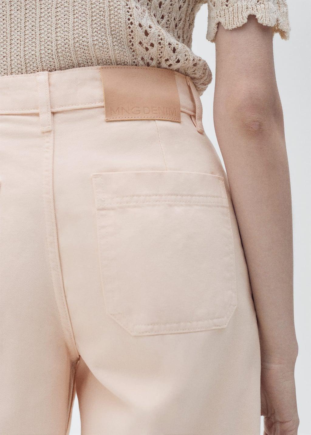 Pastel Pink Wide-Leg Long Jeans, , large image number 3