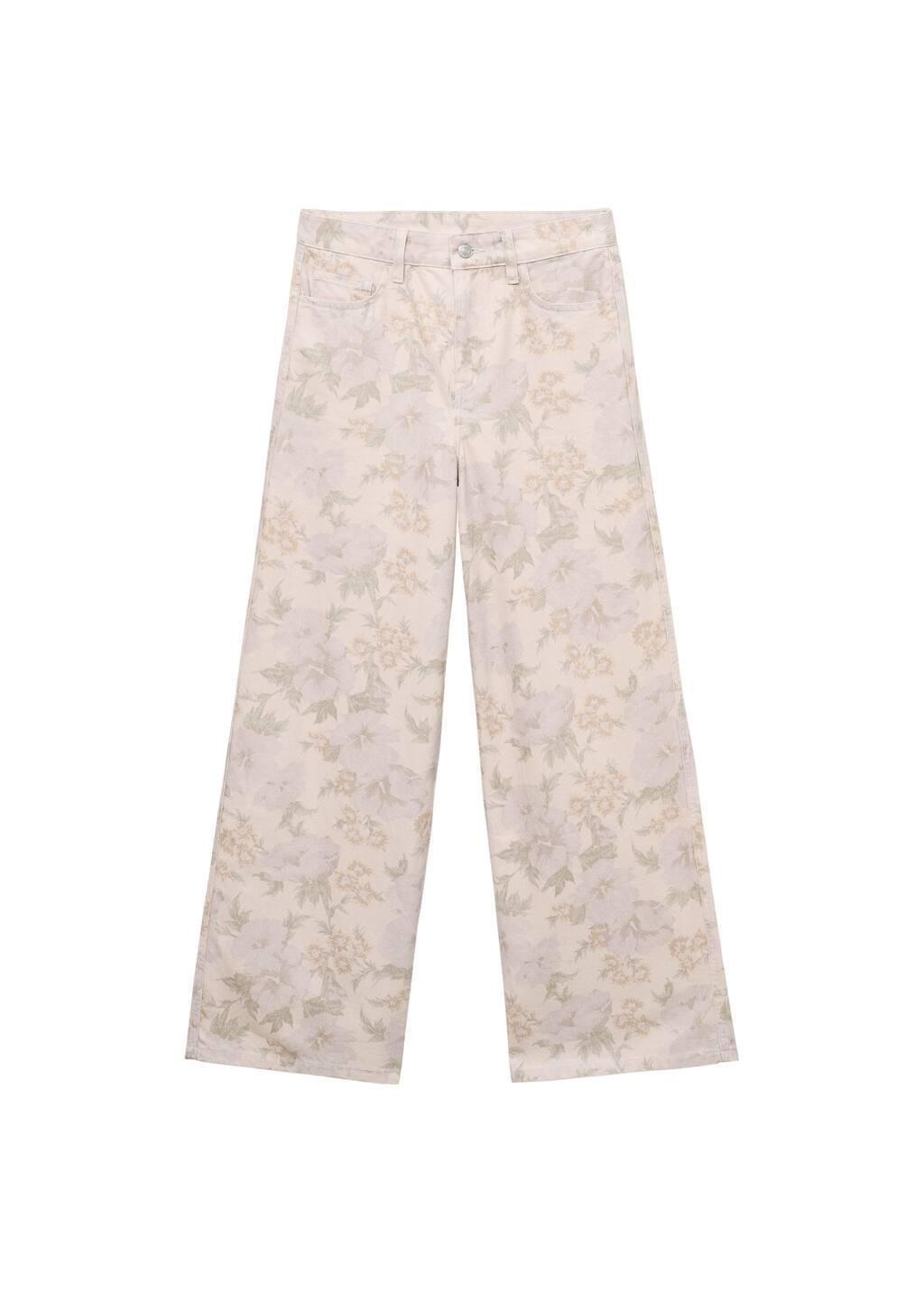 Pastel Pink Floral Wide-Leg Jeans, , large image number 3