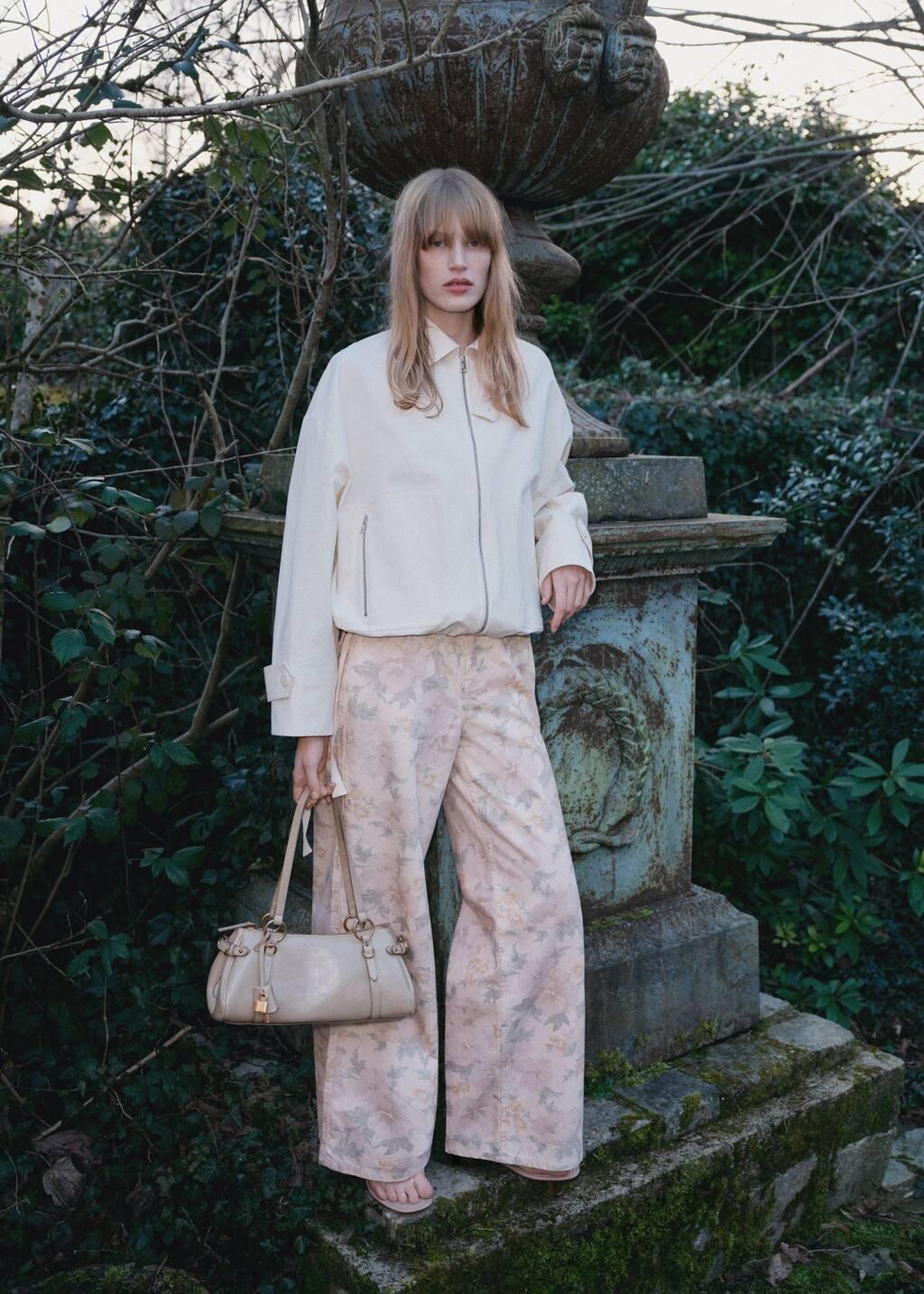 Pastel Pink Floral Wide-Leg Jeans, , large image number 6