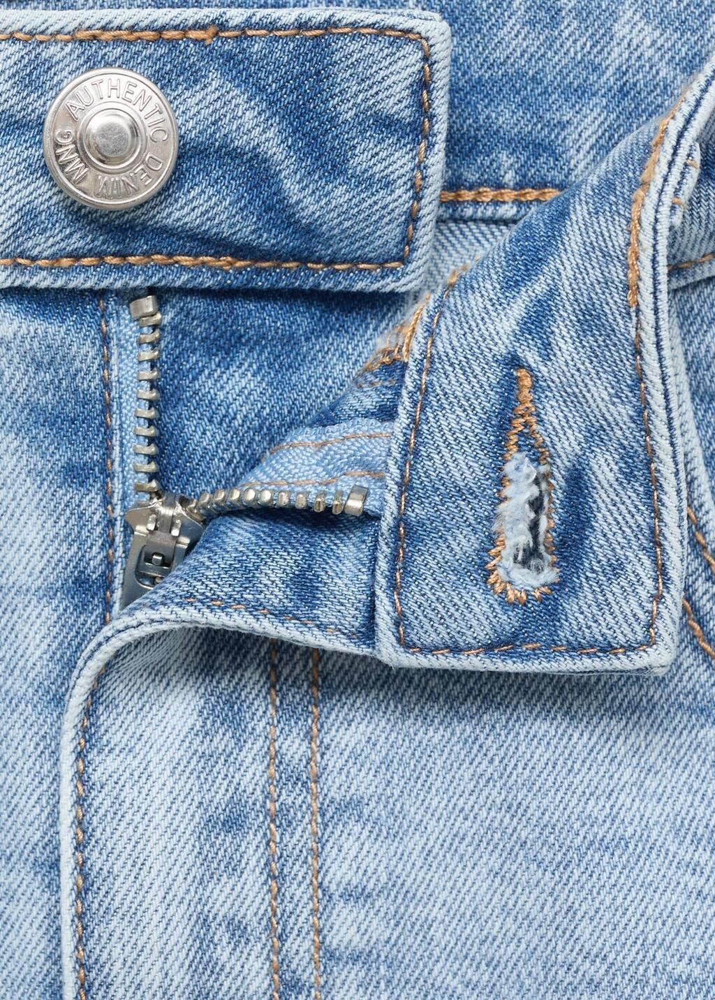 Blue Denim Miniskirt With Frayed Hem, Kids Girl, , large image number 1