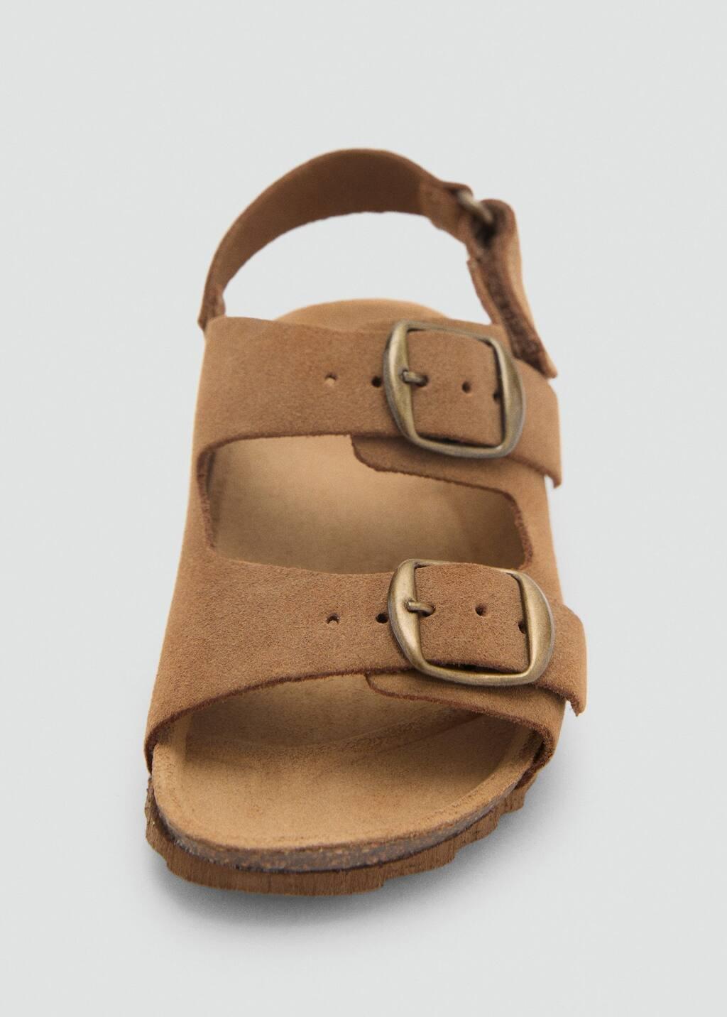 Brown Buckle Leather Sandals, Baby Boy, , large image number 2
