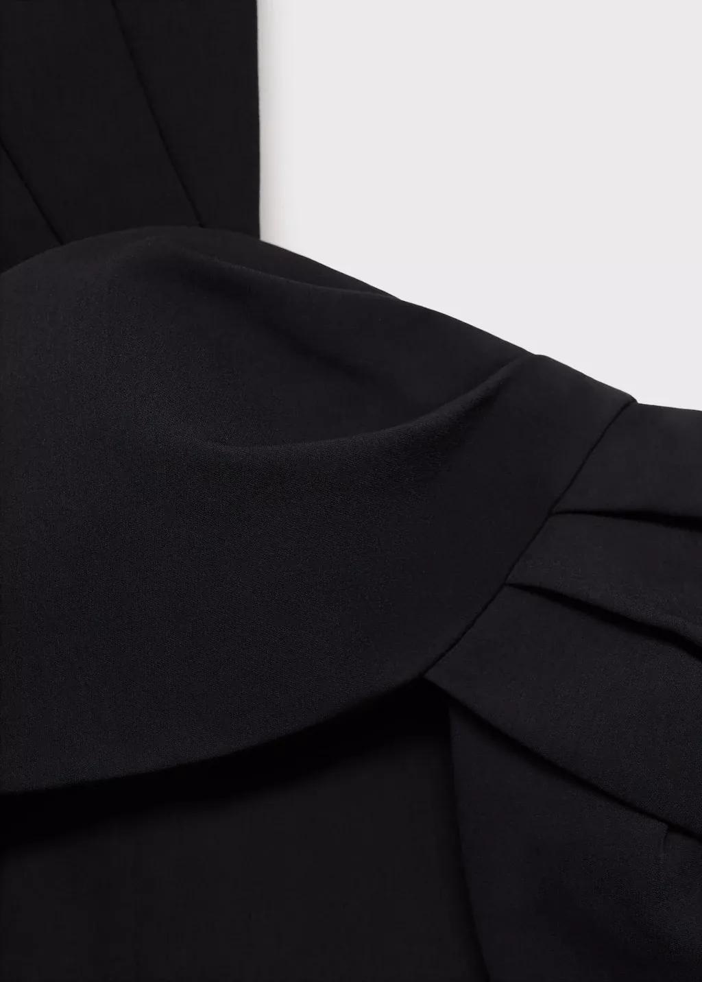 Black Long Jumpsuit With Draped Neckline, , large image number 4