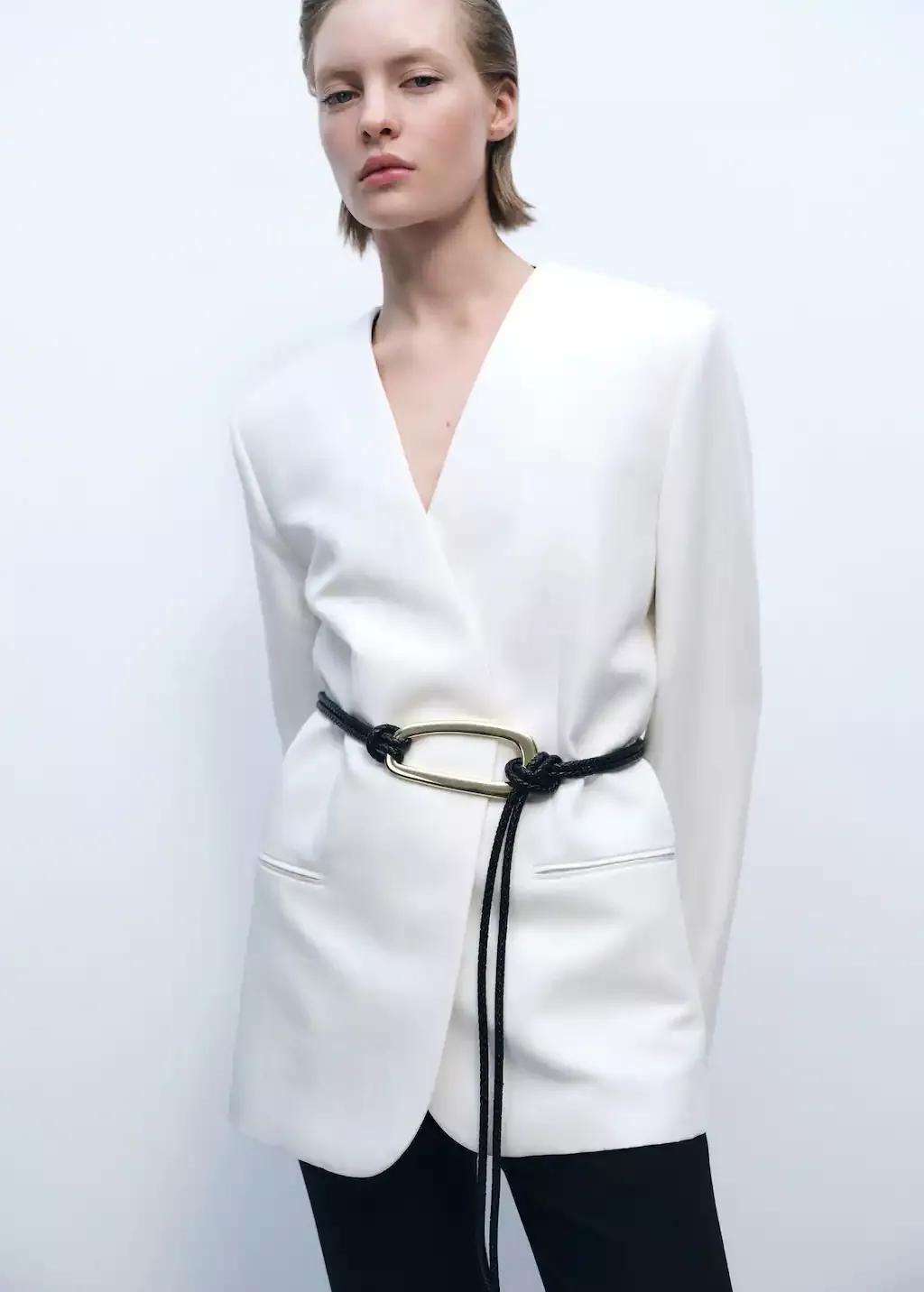 Beige Lyocell And Linen-Blend Jacket, , large image number 2