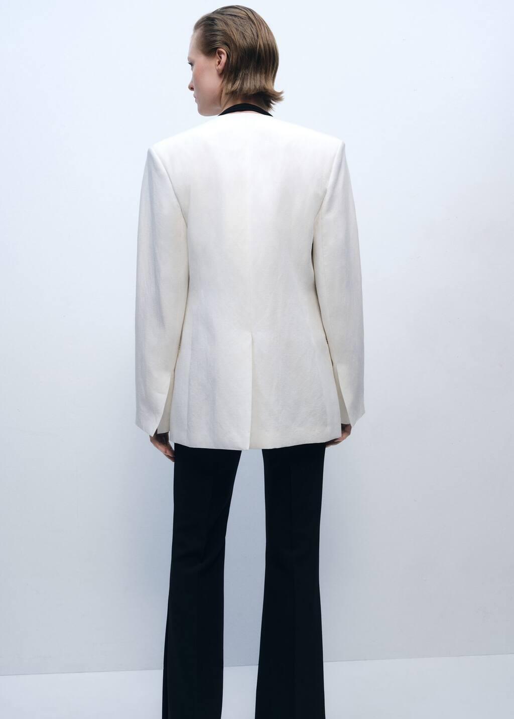 Beige Lyocell And Linen-Blend Jacket, , large image number 6