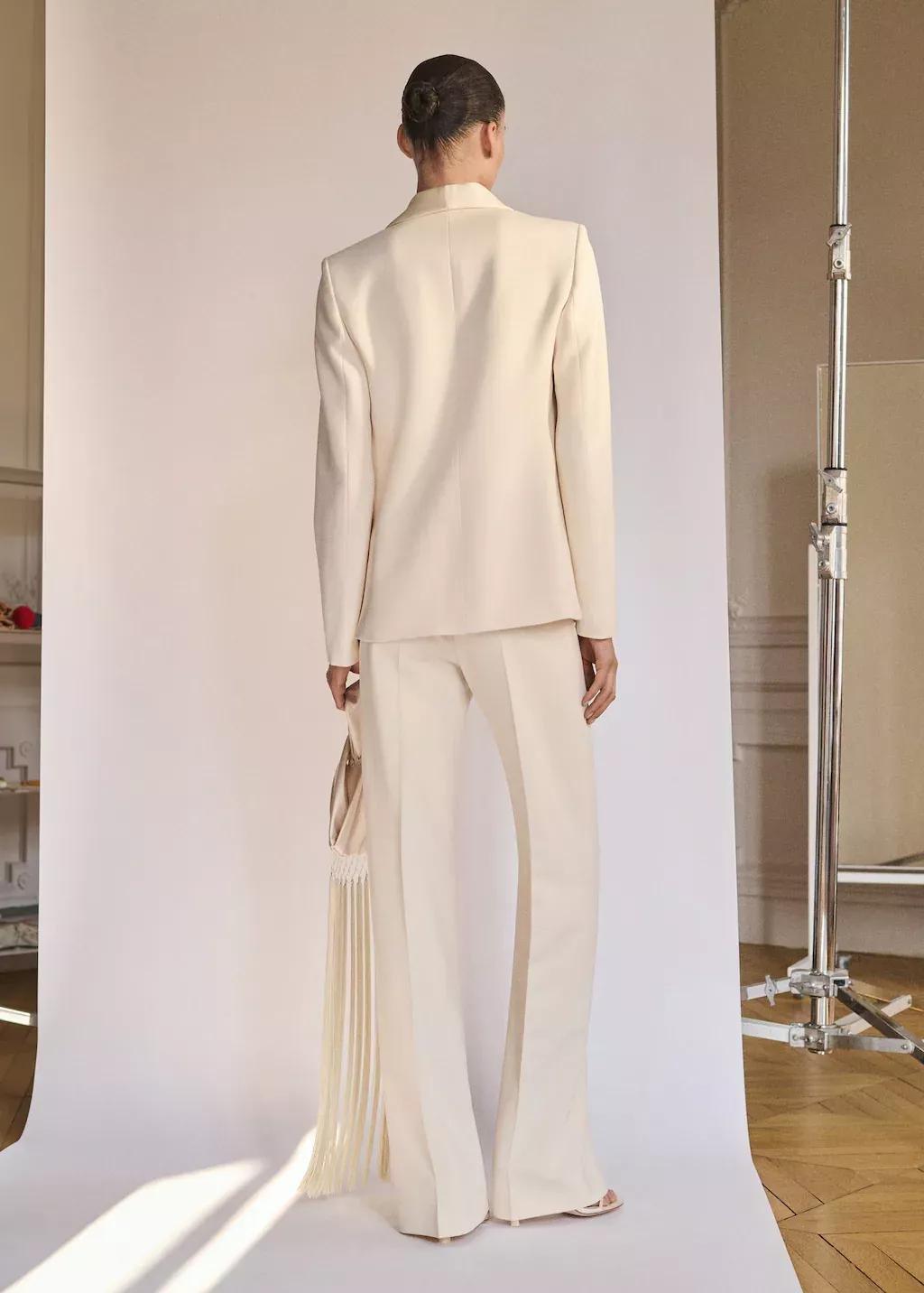 White Straight-Fit Suit Trousers, , large image number 3
