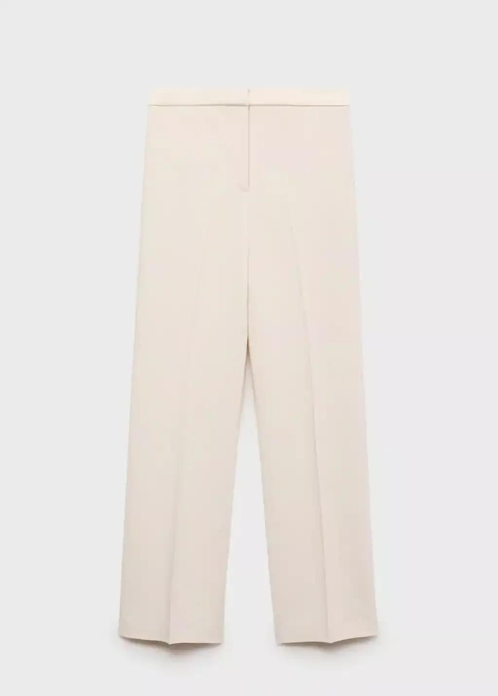 White Straight-Fit Suit Trousers, , large image number 4
