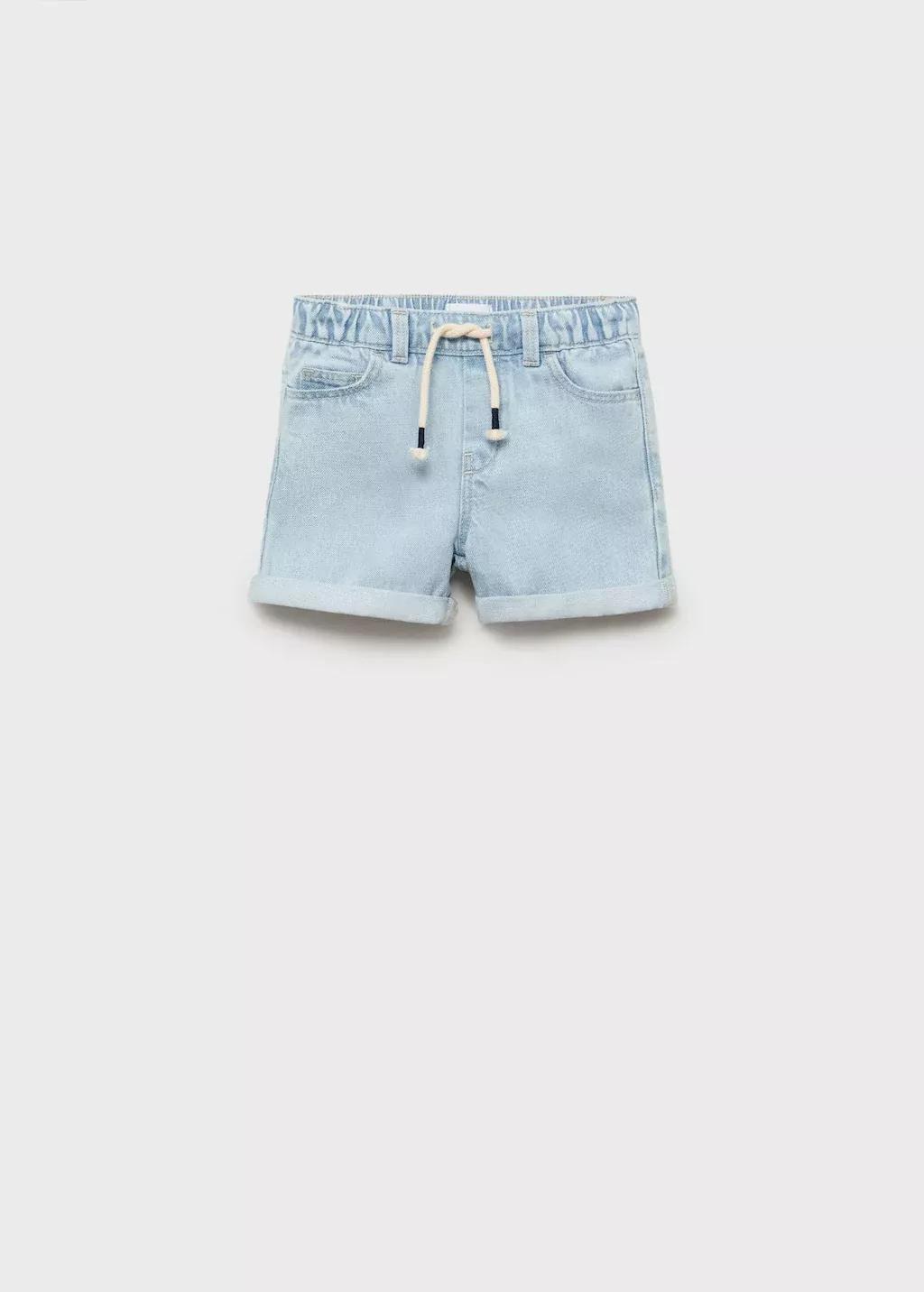 Blue Denim Bermuda Shorts With Drawstring, Baby Boy, , medium