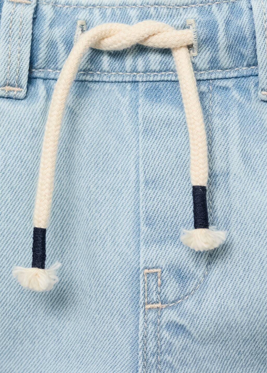 Blue Denim Bermuda Shorts With Drawstring, Baby Boy, , large image number 2