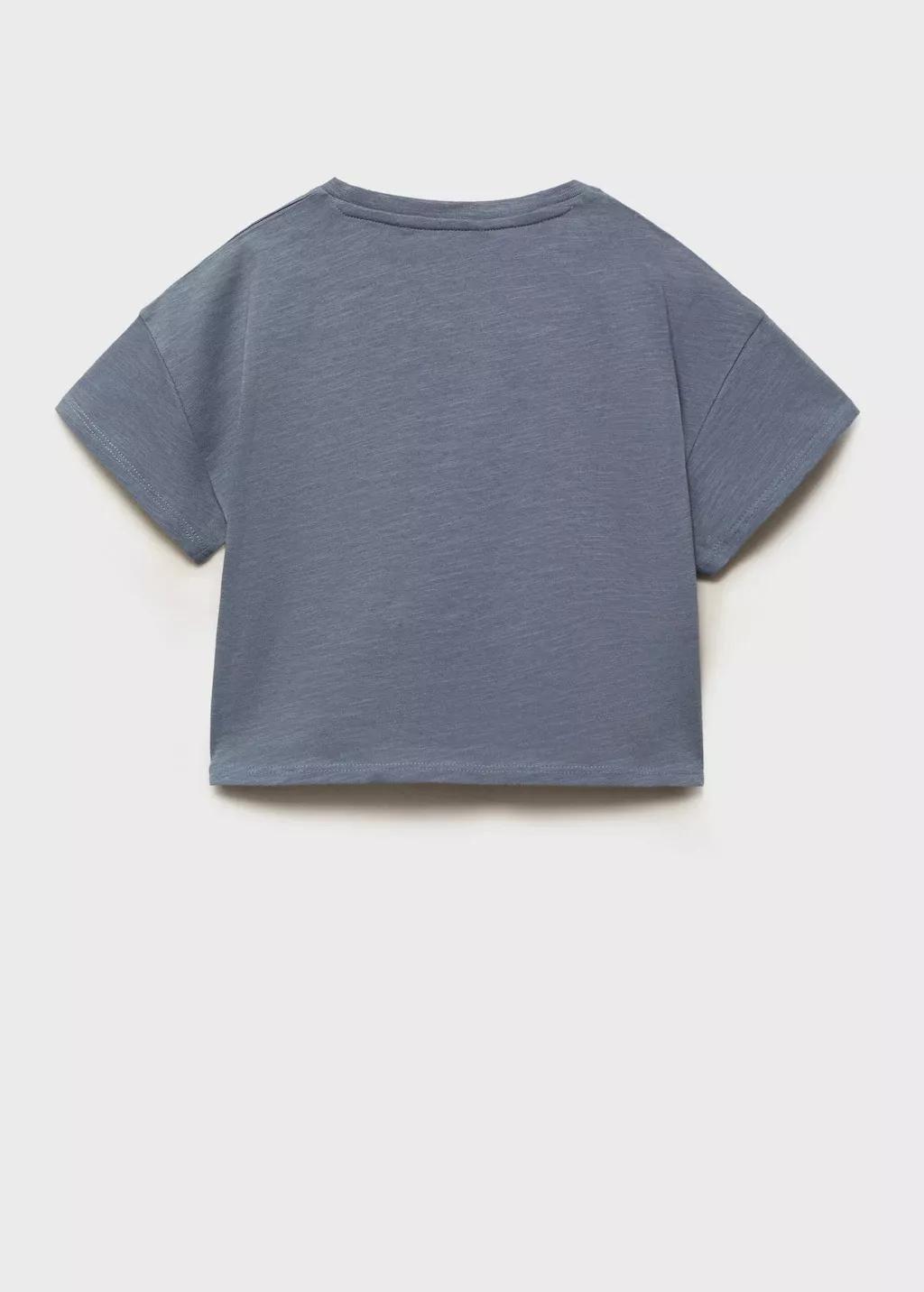 MEDIUM BLUE Printed cropped t-shirt, Kids Girl, , large image number 1