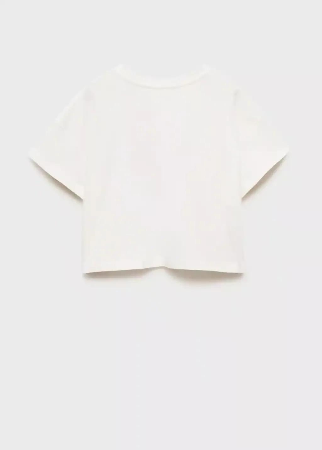 NATURAL WHITE Printed cropped t-shirt, Kids Girl, , large image number 1