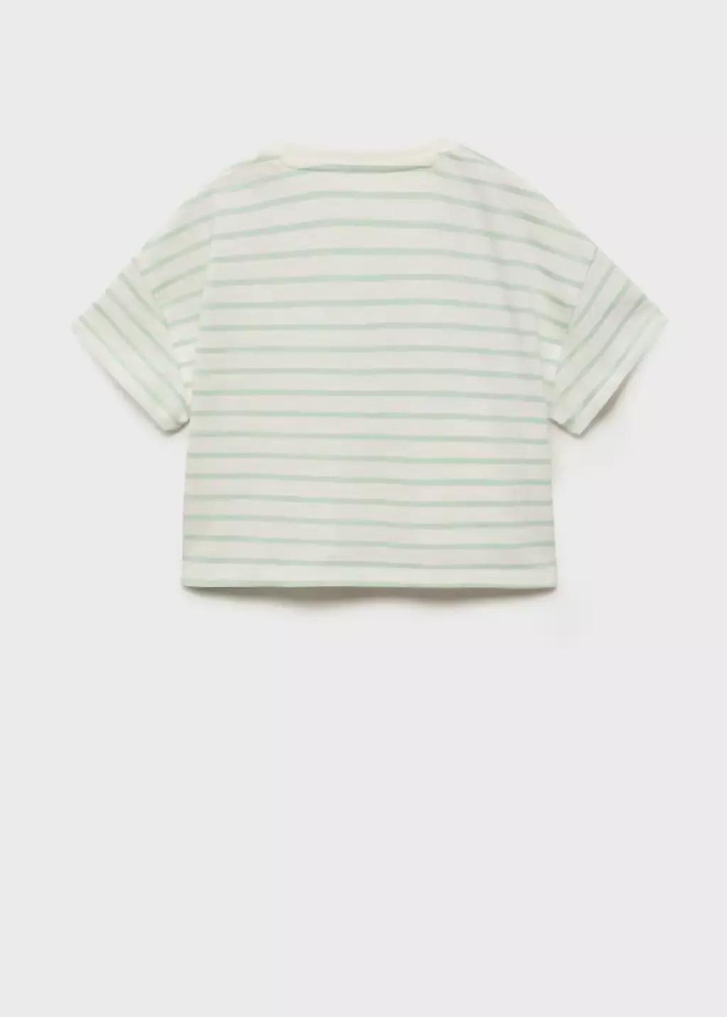 NATURAL WHITE Patch striped t-shirt, Kids Girl, , large image number 1