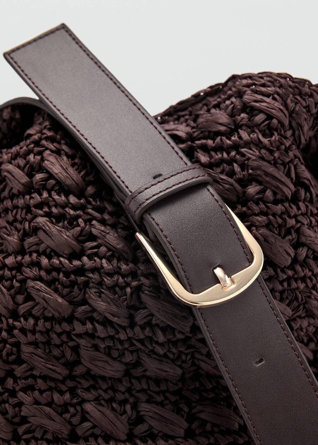 Brown Natural Fibre Shoulder Bag, Dark Brown, large image number 5