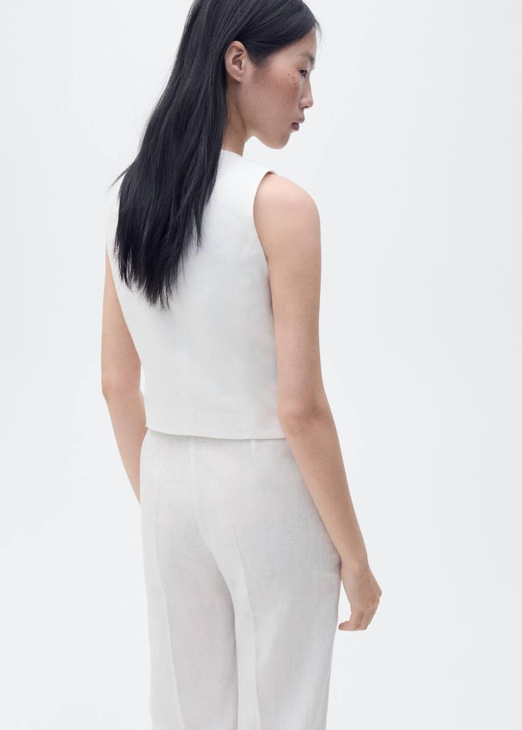 White Linen Suit Waistcoat, Natural White, large image number 5