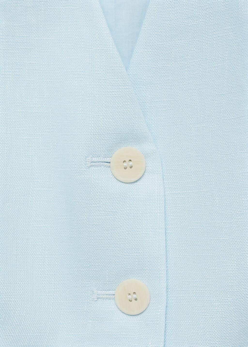 Blue Lt Pastel Linen Suit Waistcoat, , large image number 5