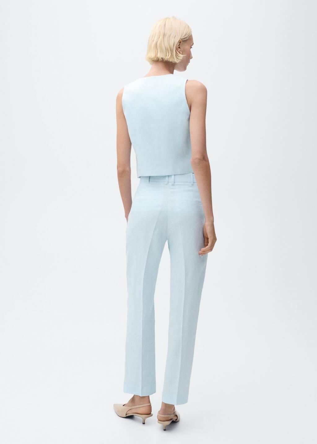 Blue Lt Pastel Linen Suit Waistcoat, , large image number 7