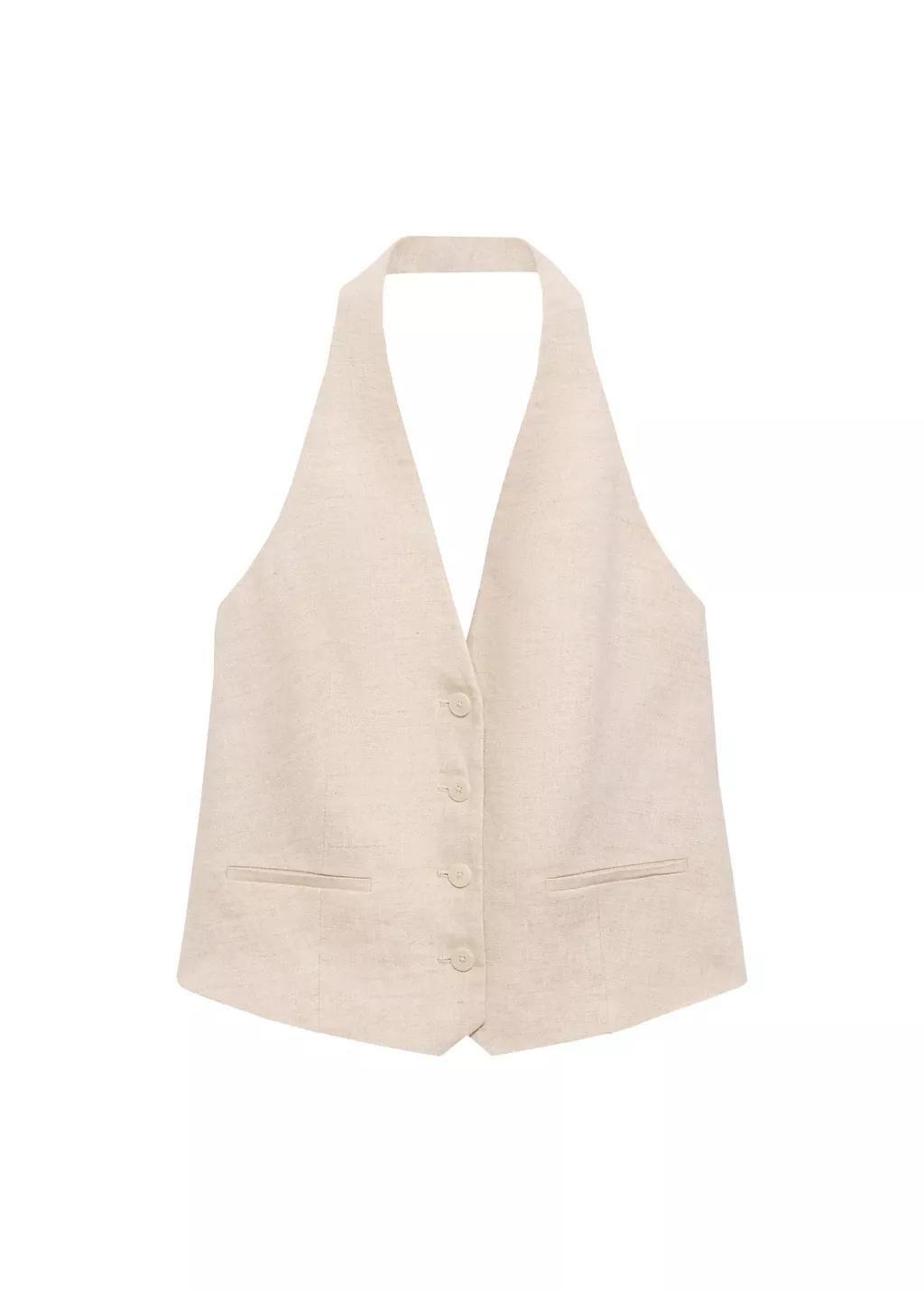 Grey Lt Pastel Linen Suit Waistcoat, , large image number 3