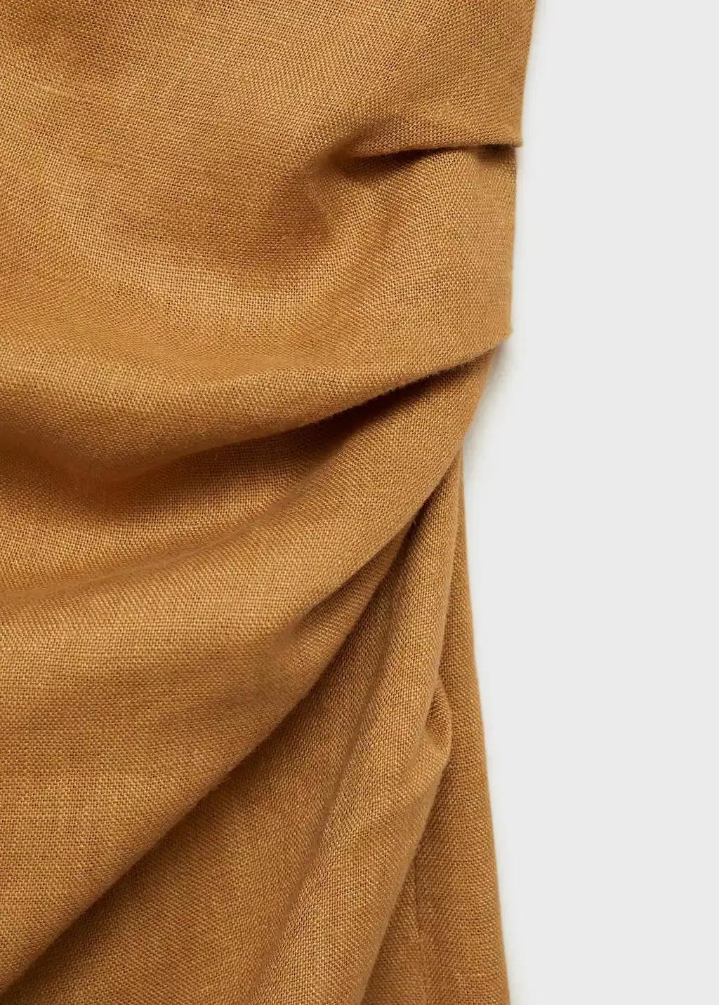 Brown Asymmetrical Linen Dress, , large image number 7