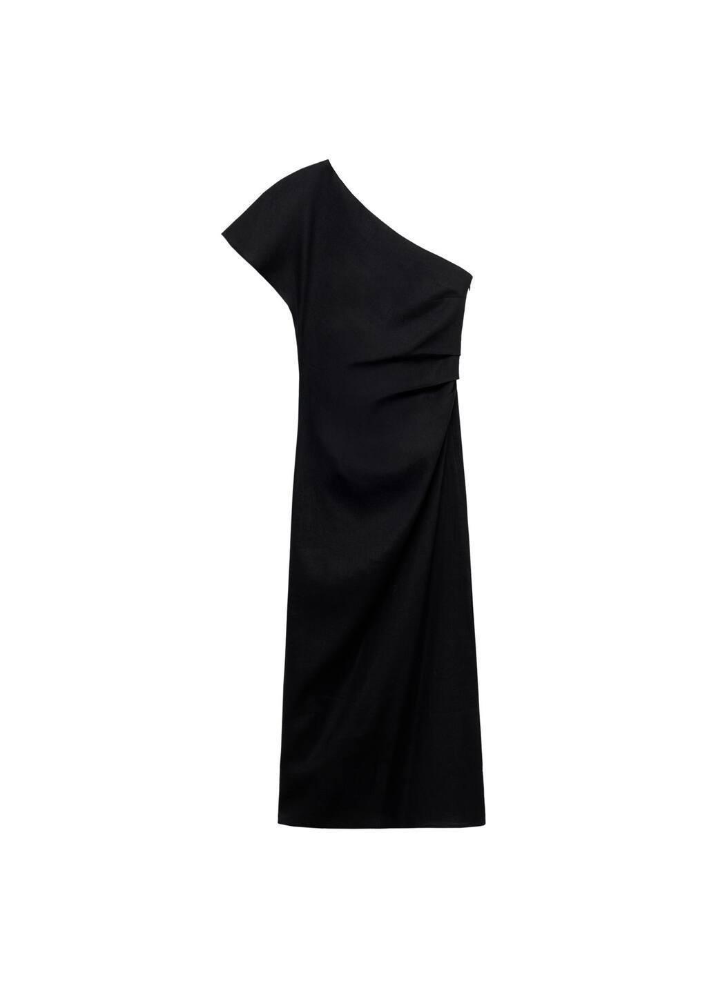 Black Asymmetrical Linen Dress, , large image number 2