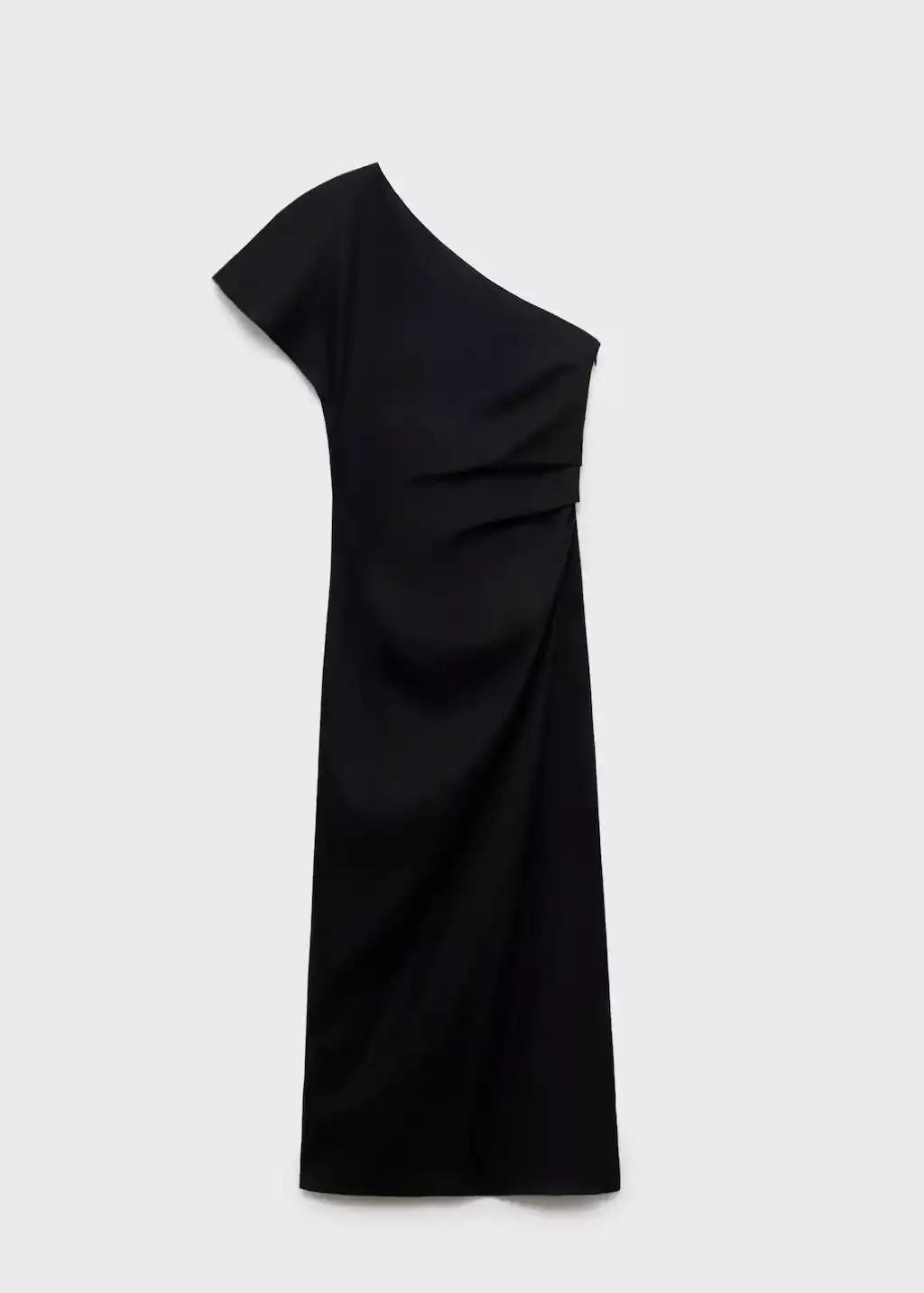 Black Asymmetrical Linen Dress, , large image number 4