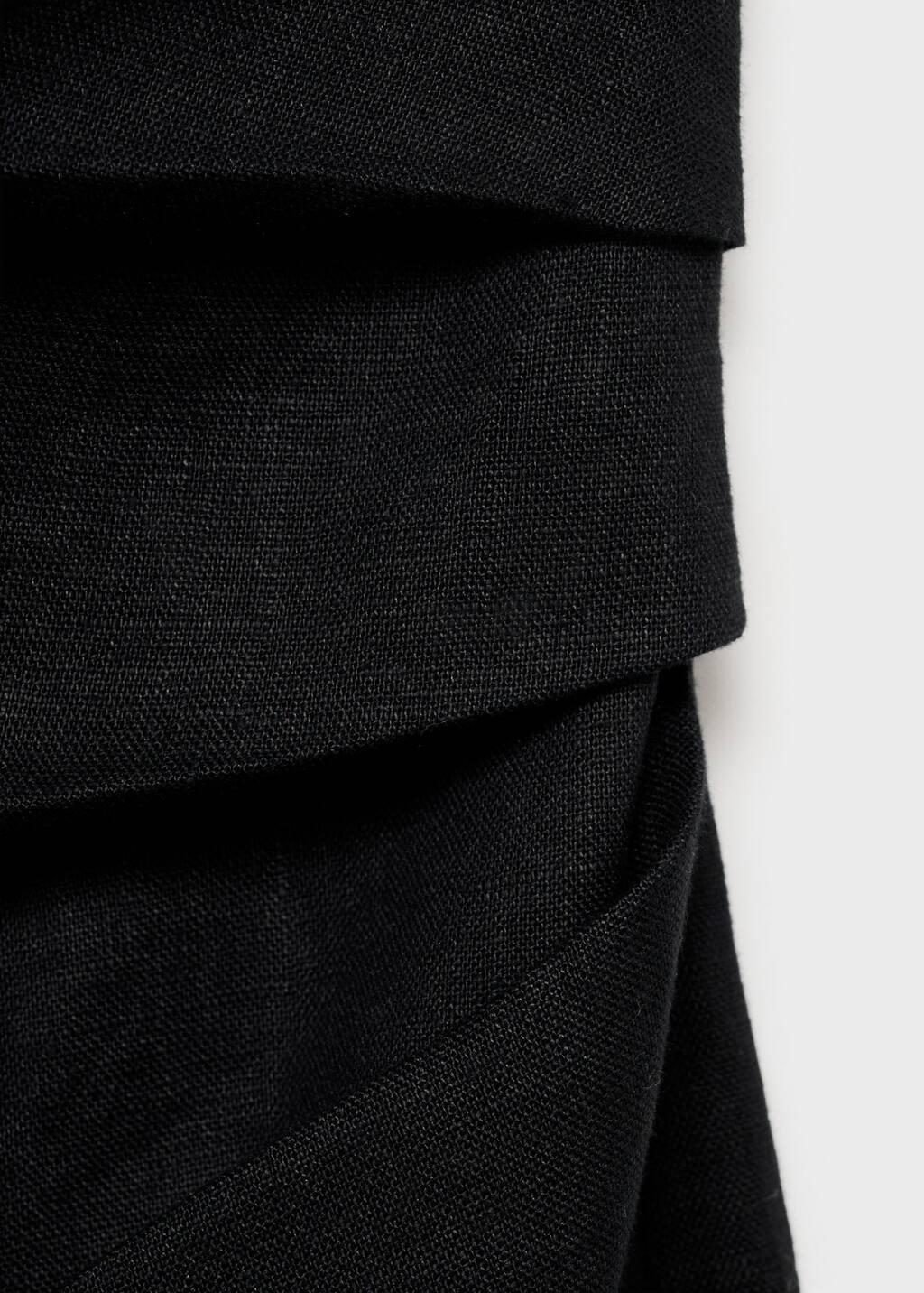 Black Asymmetrical Linen Dress, , large image number 8