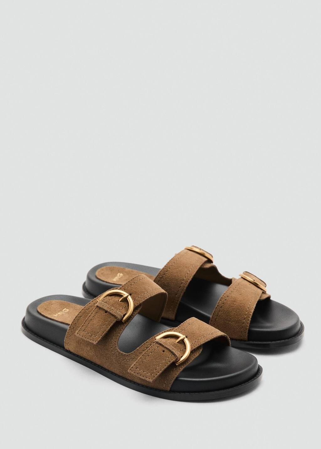 Brown Raffia Buckle Strap Sandal, , large image number 0