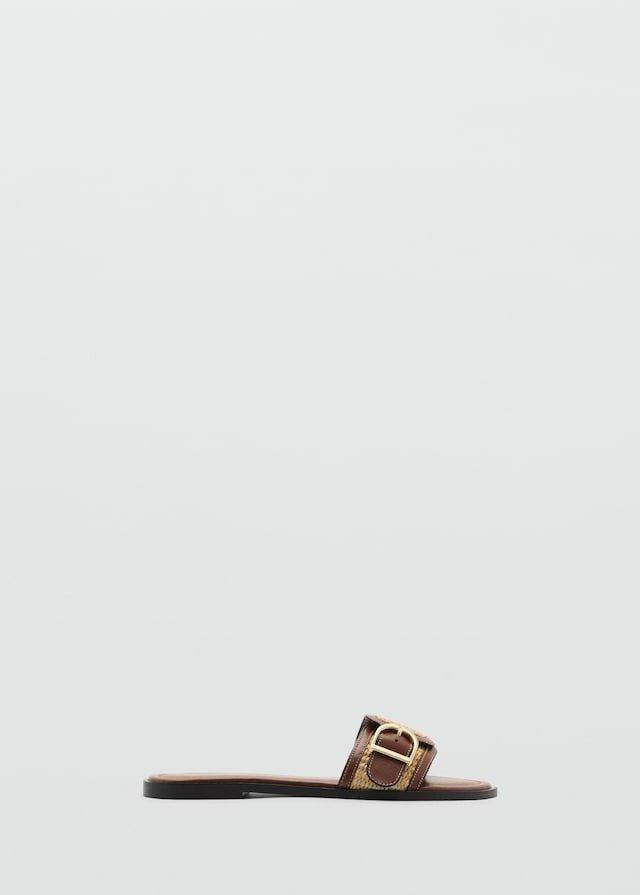 Brown Raffia Buckle Strap Sandal, , large image number 7