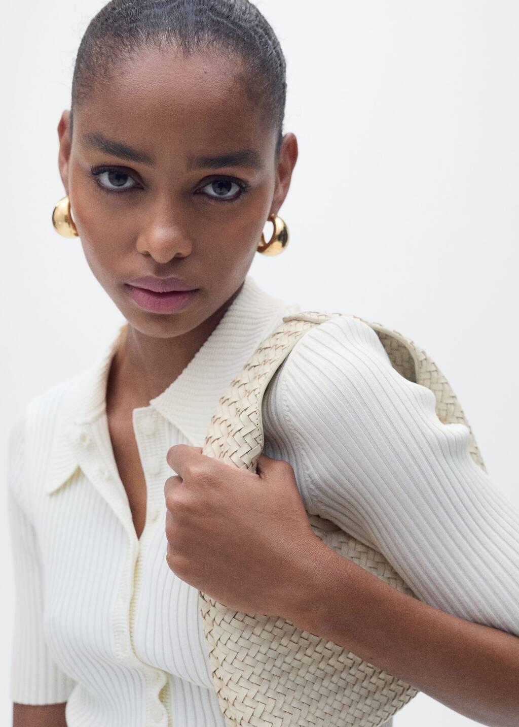 LIGHT BEIGE Ribbed polo-neck sweater, , large image number 1