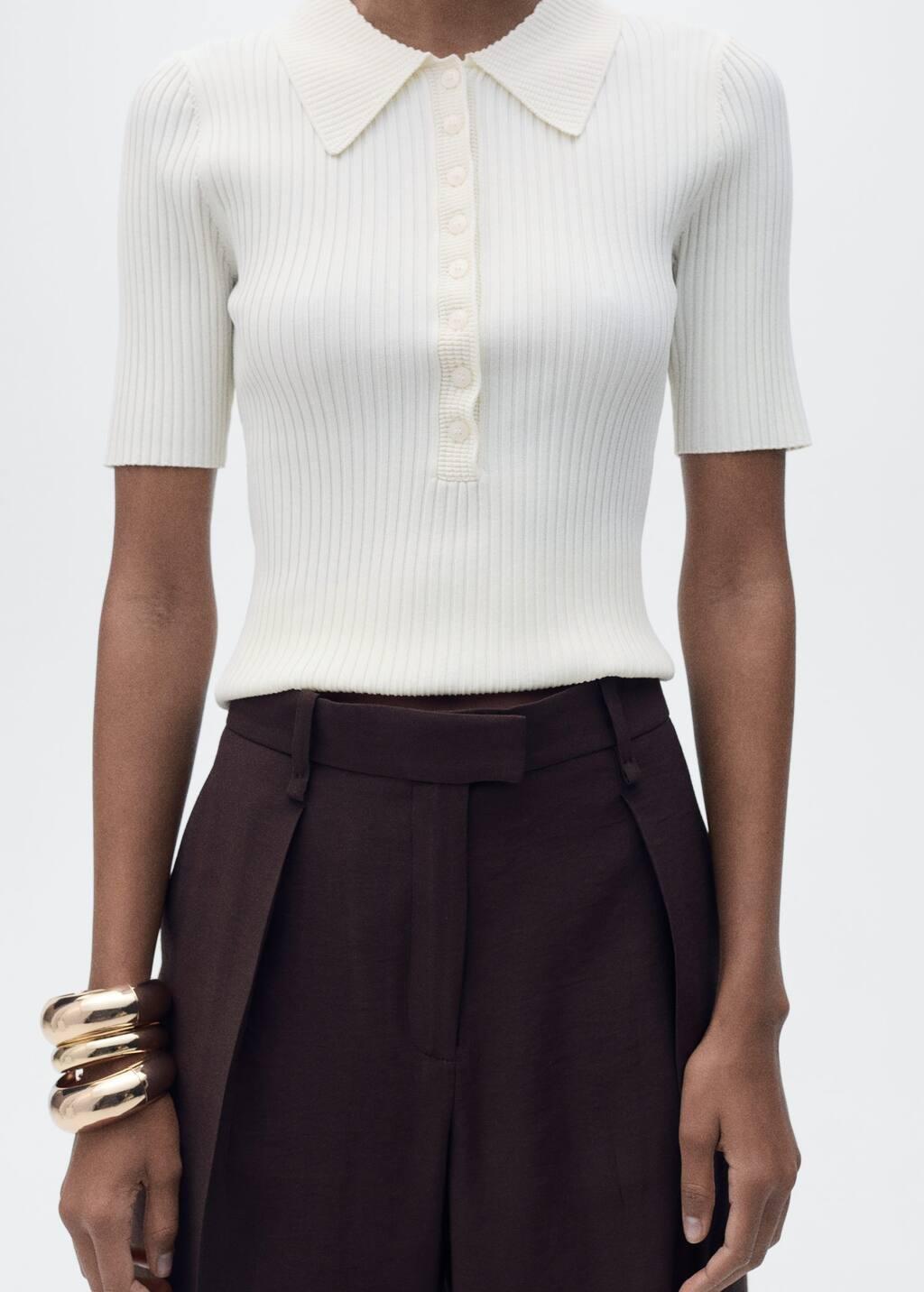 LIGHT BEIGE Ribbed polo-neck sweater, , large image number 2