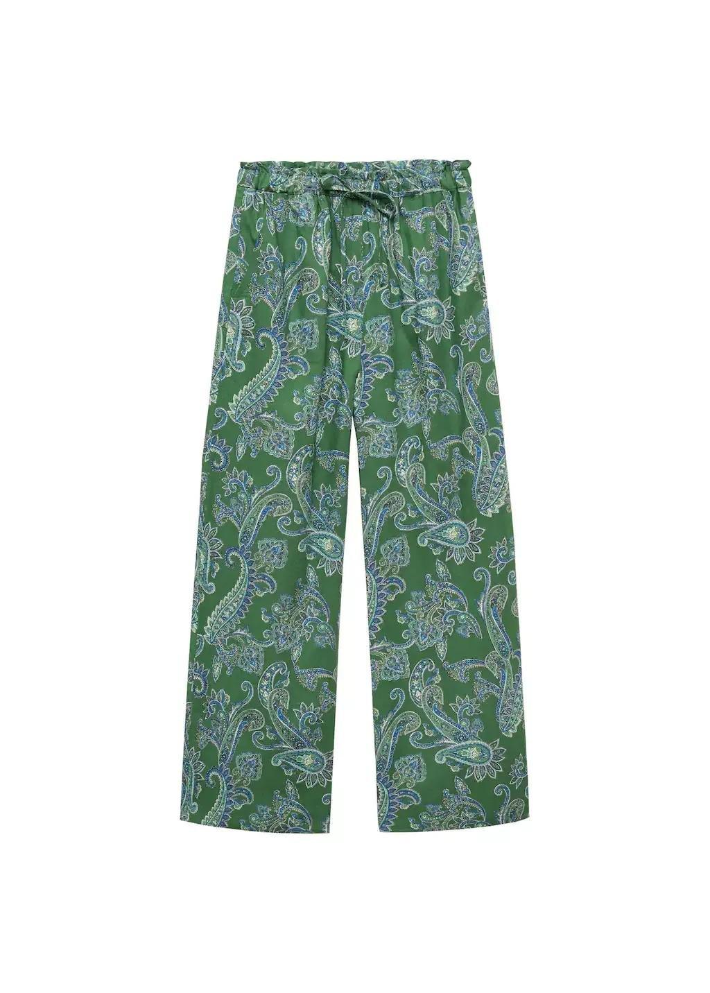 Green Linen Paisley Trousers, , large image number 3