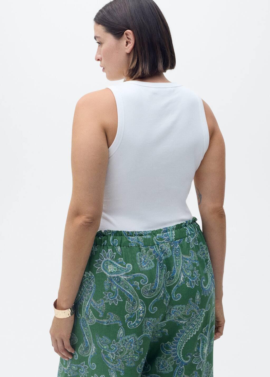 Green Linen Paisley Trousers, , large image number 4