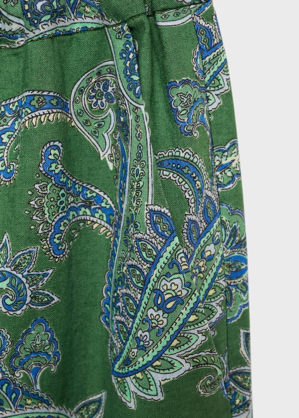 Green Linen Paisley Trousers, , large image number 7
